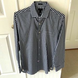 Men’s J Crew dress shirt; navy and white checkered pattern; size Medium